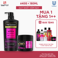 Combo Dầu Gội, Kem Ủ TRESemmé Bond Repair Peptidebond+ Cho Tóc Hư Tổn Do Tạo Kiểu, Giúp Ngăn Gãy Rụng 640g, 180ml