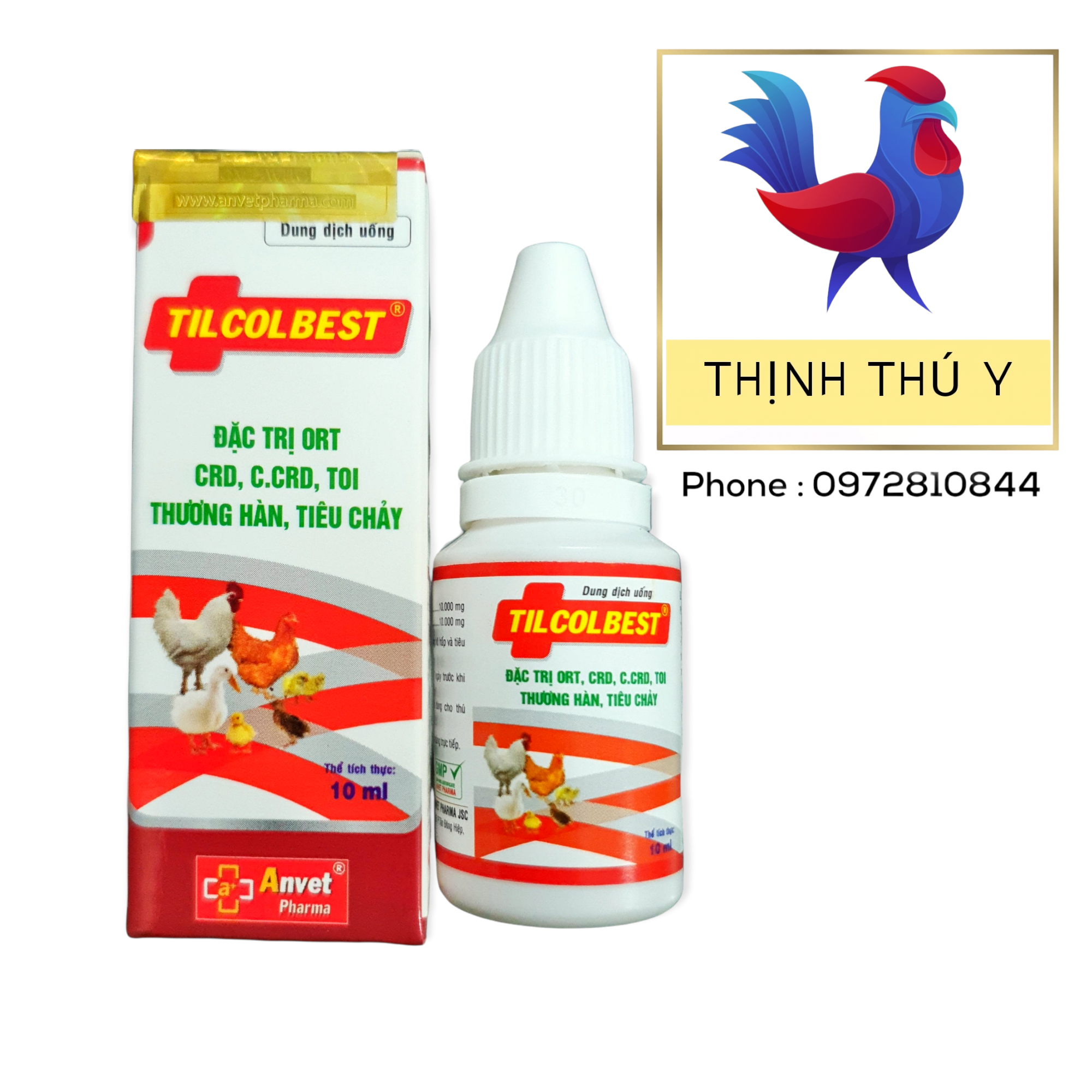 Anvet tilcolbest - đặc tr.i ort, crd, coryza, e.coli, sưng phù đầu, hen khẹc, vẩy mỏ cho gà đá