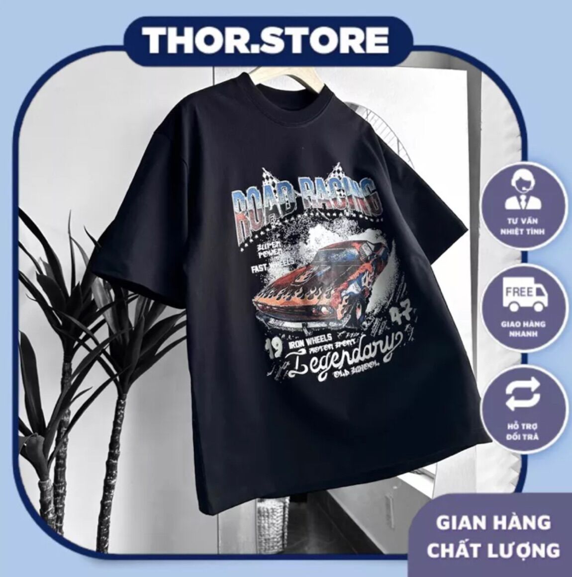 Áo thun tay lỡ unisex,in hình Dary màu đen
