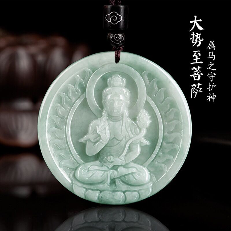 Phật bản mệnh ngọc jadeite trắng bóng