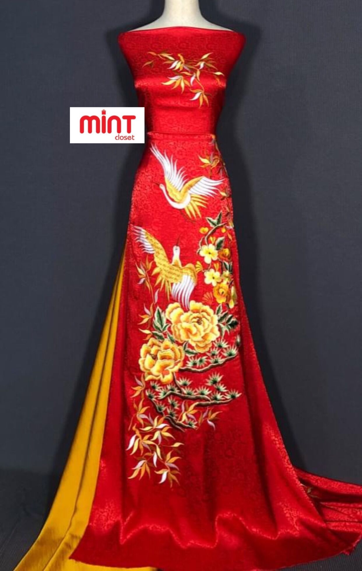 Vải áo dài lụa thêu lắc tay cao cấp T04/22