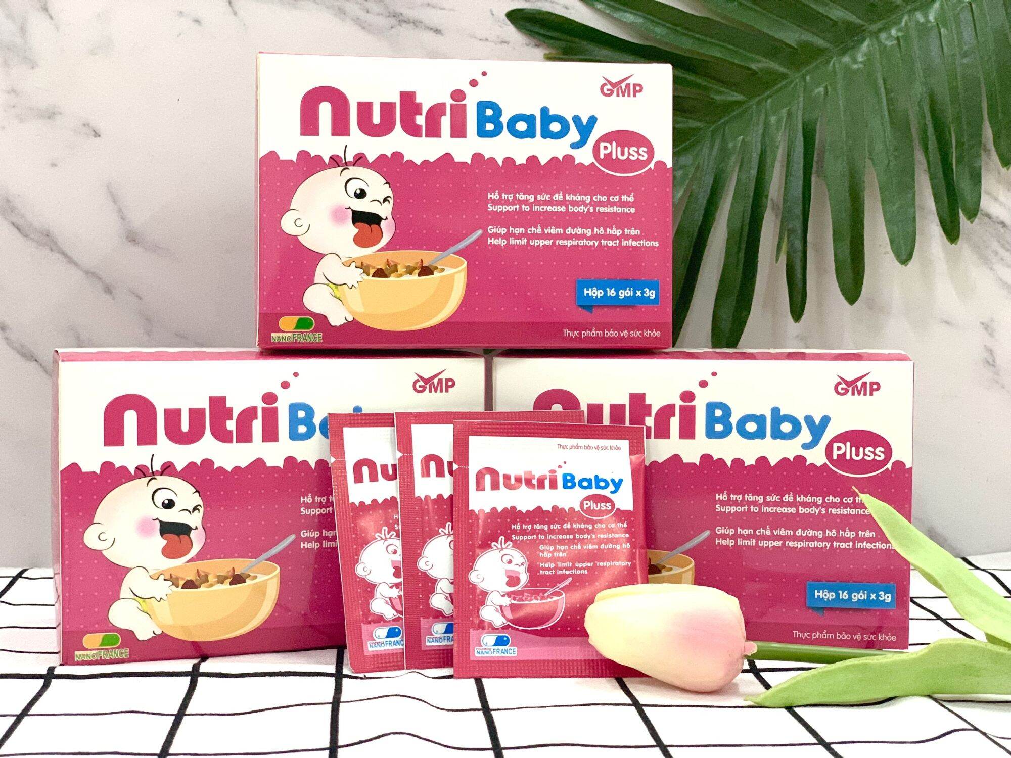 Chính hãng TPBVSK Cốm NutriBaby Pluss giảm ho, hỗ trợ giảm viêm đường hô hấp trên, tăng sức đề kháng, giúp ăn ngon