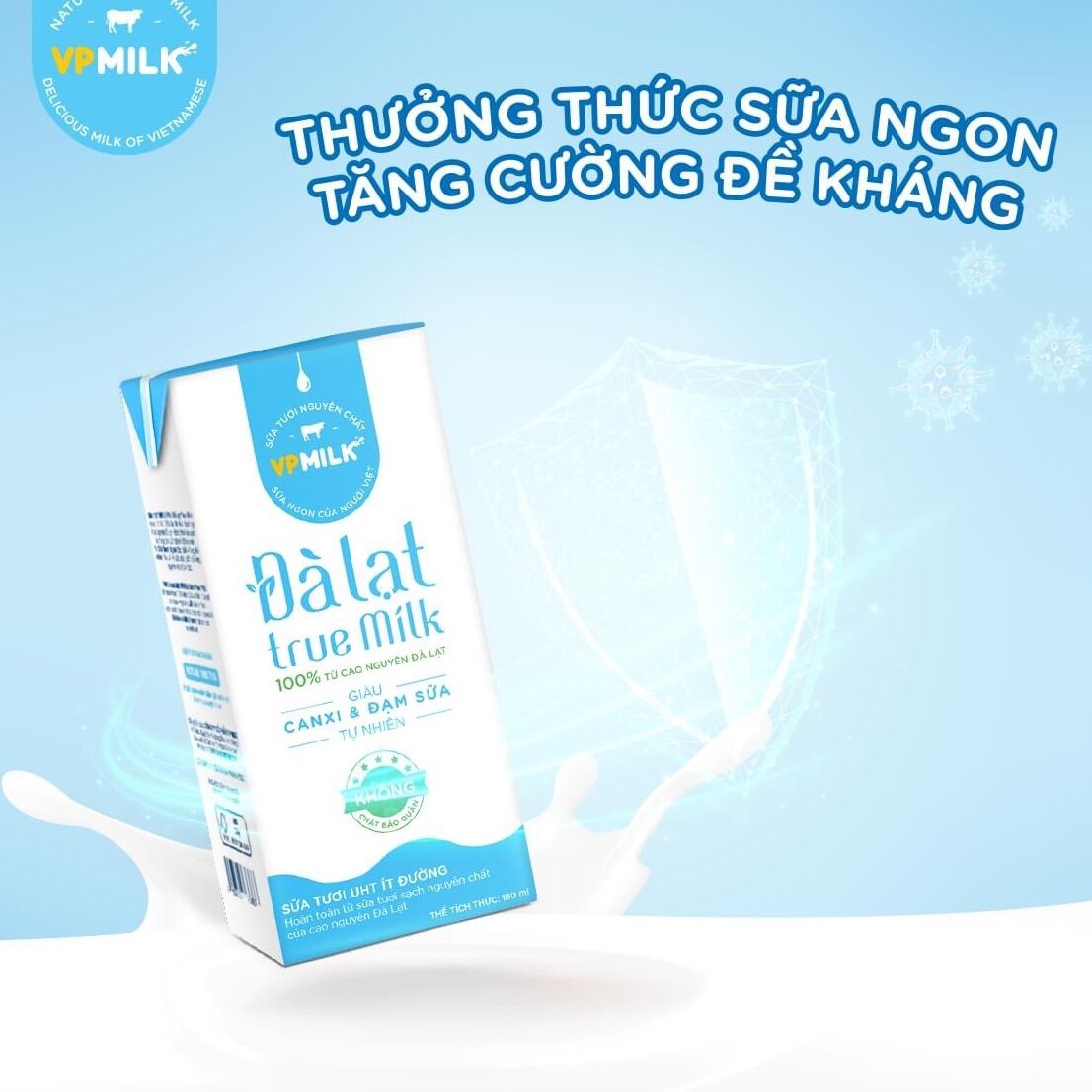 Sữa tiệt trùng ko đường đà lạt true milk
