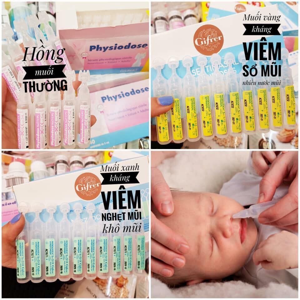 Nước muối sinh lý Hồng, Vàng, Xanh (hộp 20/40 tép) - Pháp