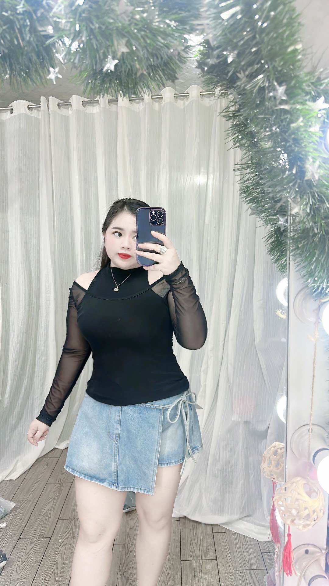 [Bigsize 60-90kg] Áo lưới phối yếm bigsize
