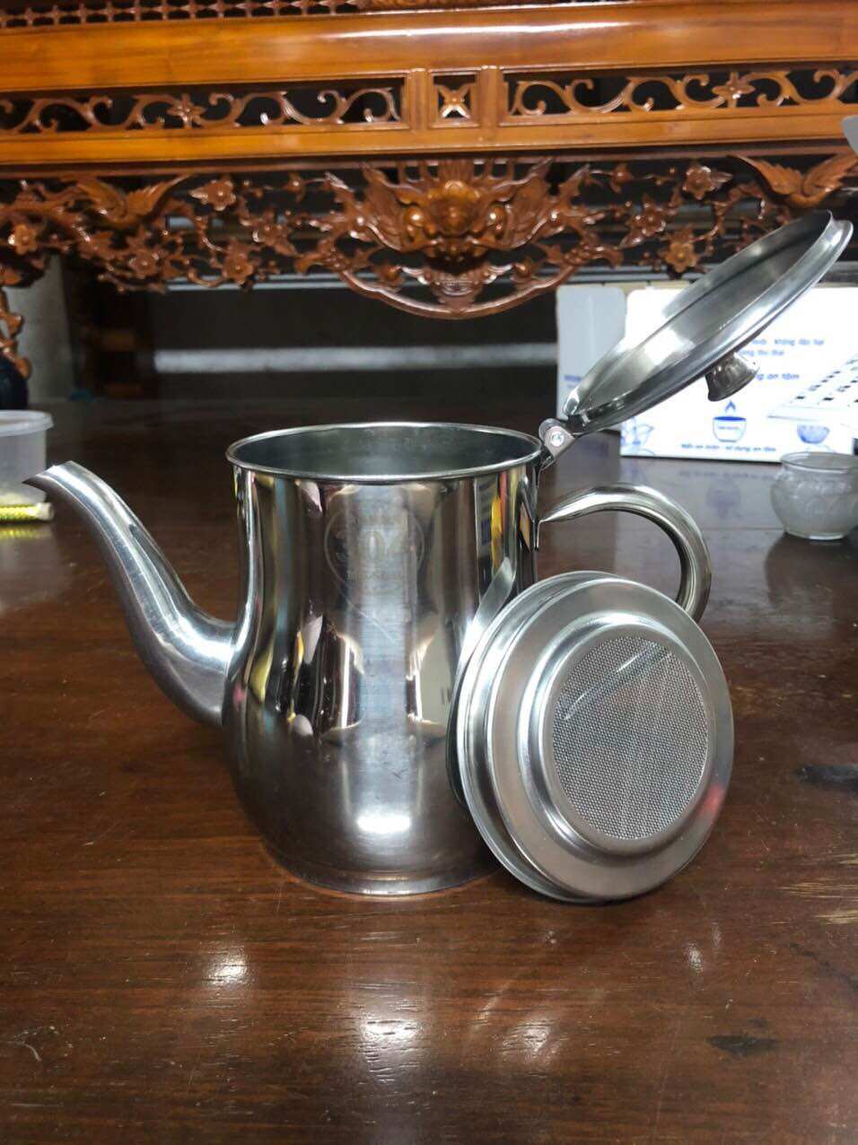 Siêu inox 304 800ml có lưới lọc dùng đun sáp nến - Phù hợp với mọi loại bếp