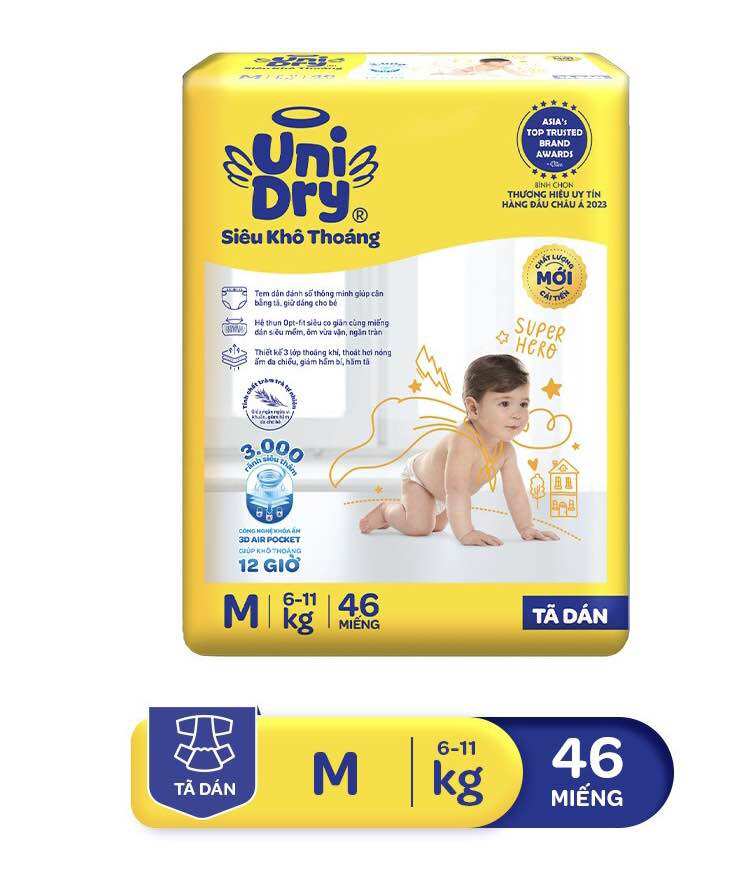 Tã Dán UniDry Đủ Size M76/L68/XL62/XXL56