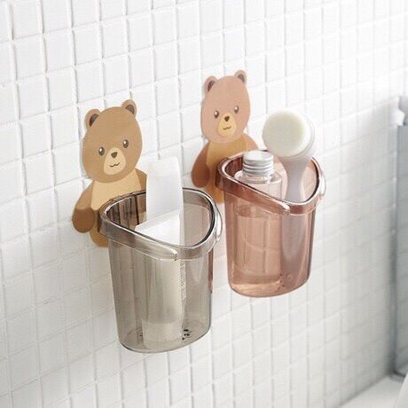Cốc dán tường để bàn chải đánh răng hình gấu