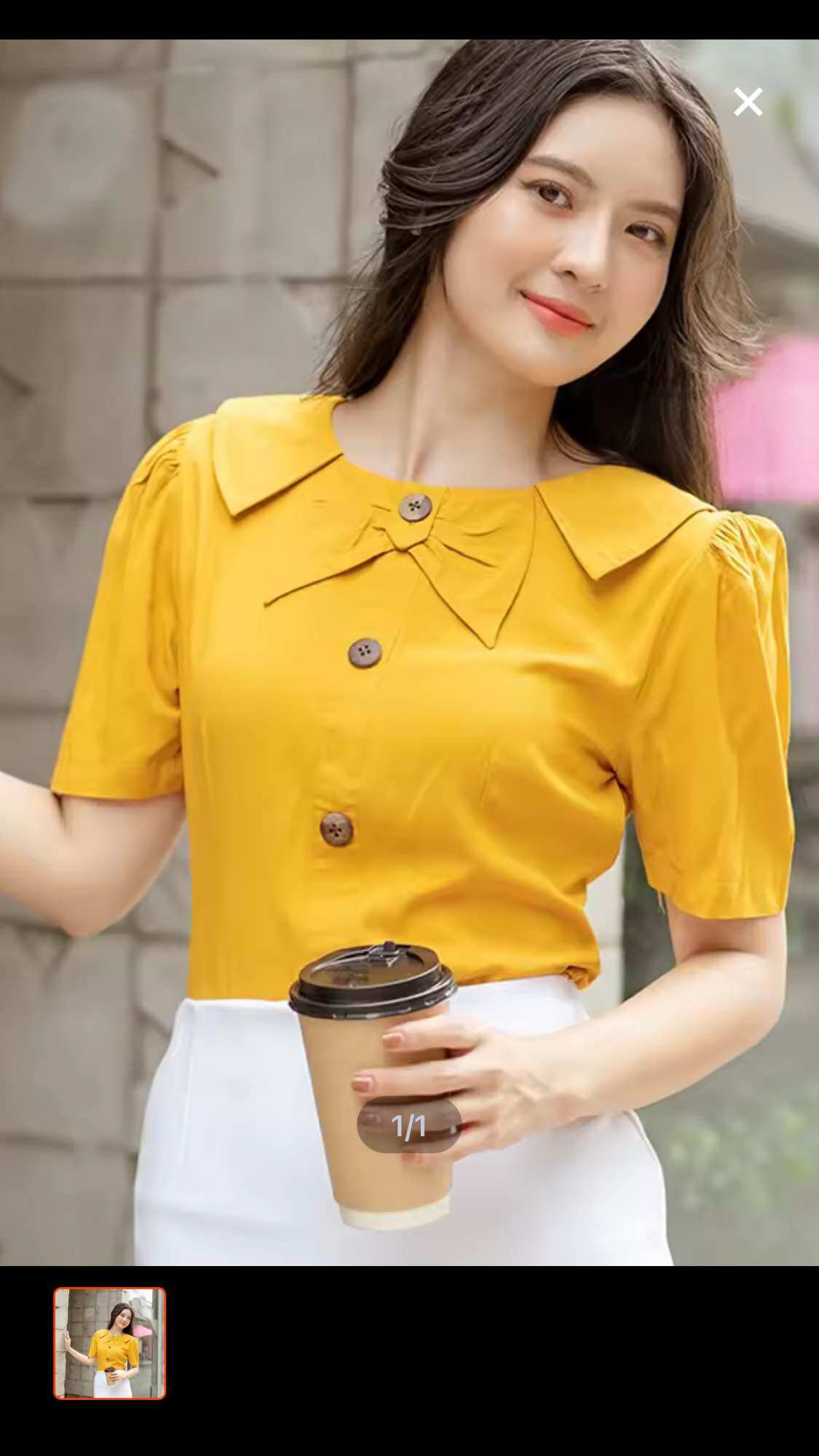 Áo cổ tròn lá sen thắt tay ngắn full size