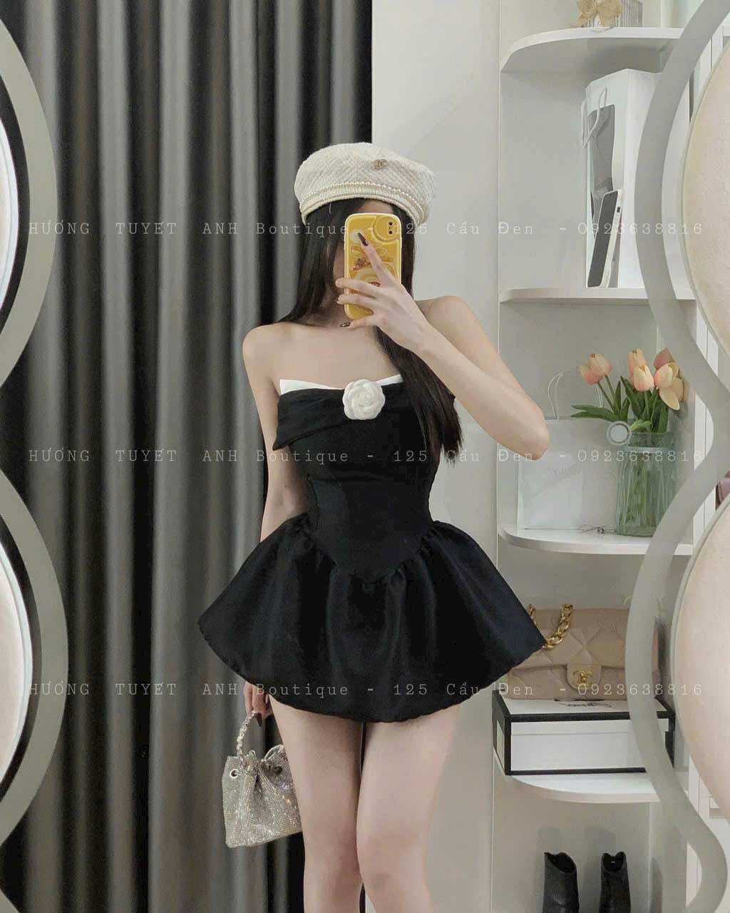 Set đầm xòe đính hoa MPB kèm quần bí