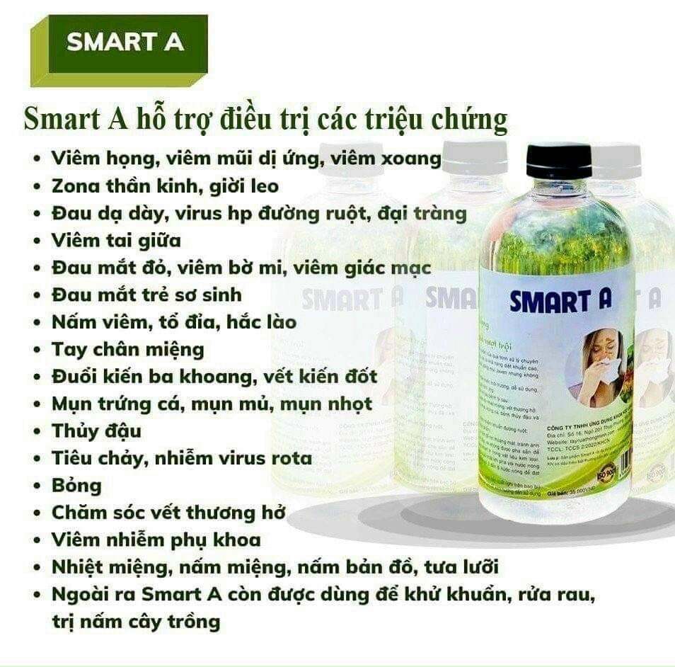 Dung dịch sát khuẩn Smart Anolyte (Smart A) khử khuẩn tay,bề mặt an toàn từ thiên nhiên 500ml