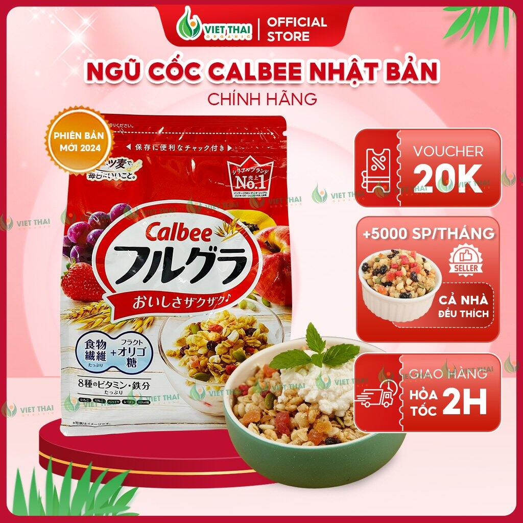 [MỚI T3/25] Ngũ cốc Calbee Ăn Kiêng Giảm Cân Nhật Bản mix sữa chua hoa quả trái cây dùng ăn sáng (750G) - Việt Thái Organic