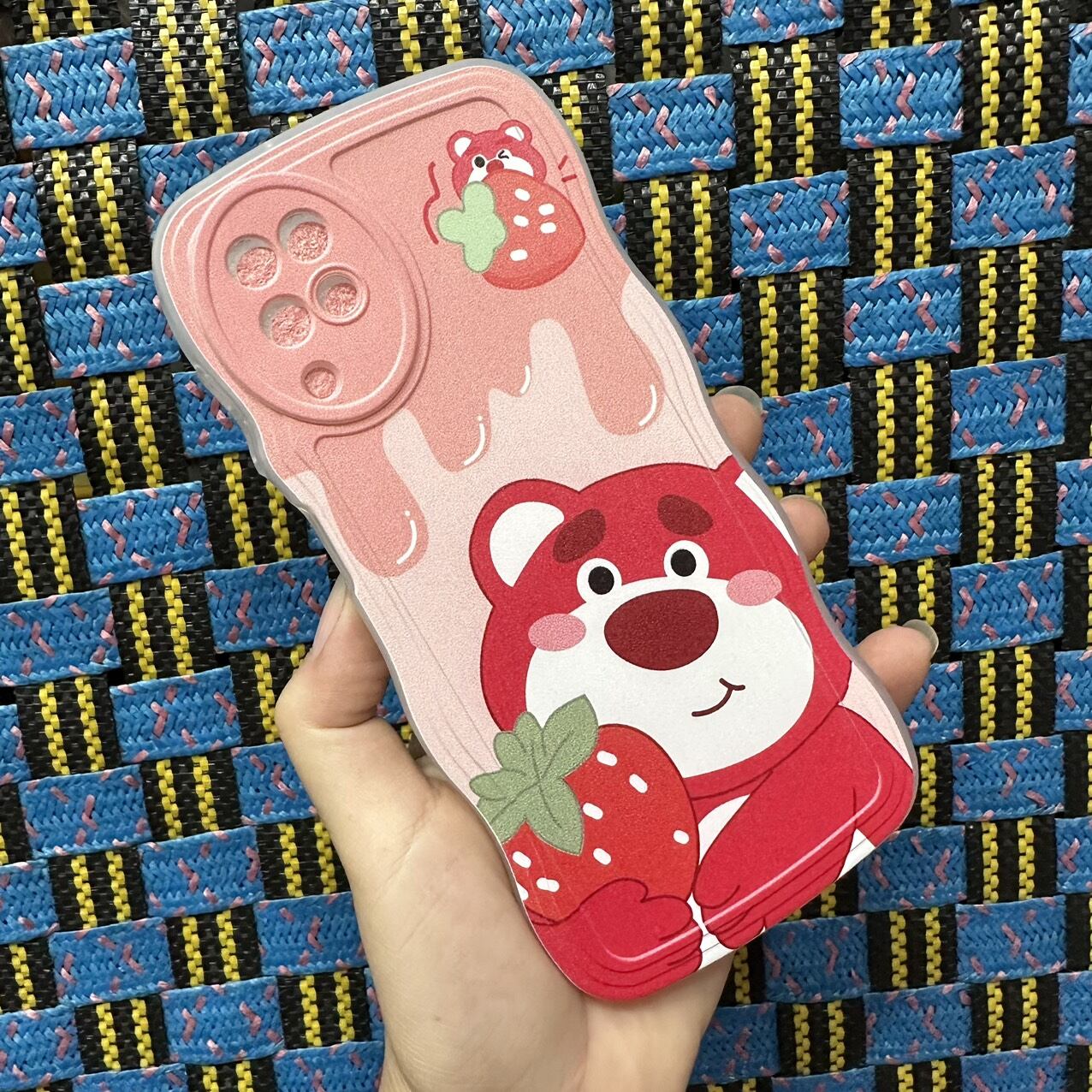 Case ốp lưng Samsung A12 dẻo gấu dâu lotso viền lượn sóng siêu cute bảo vệ camera