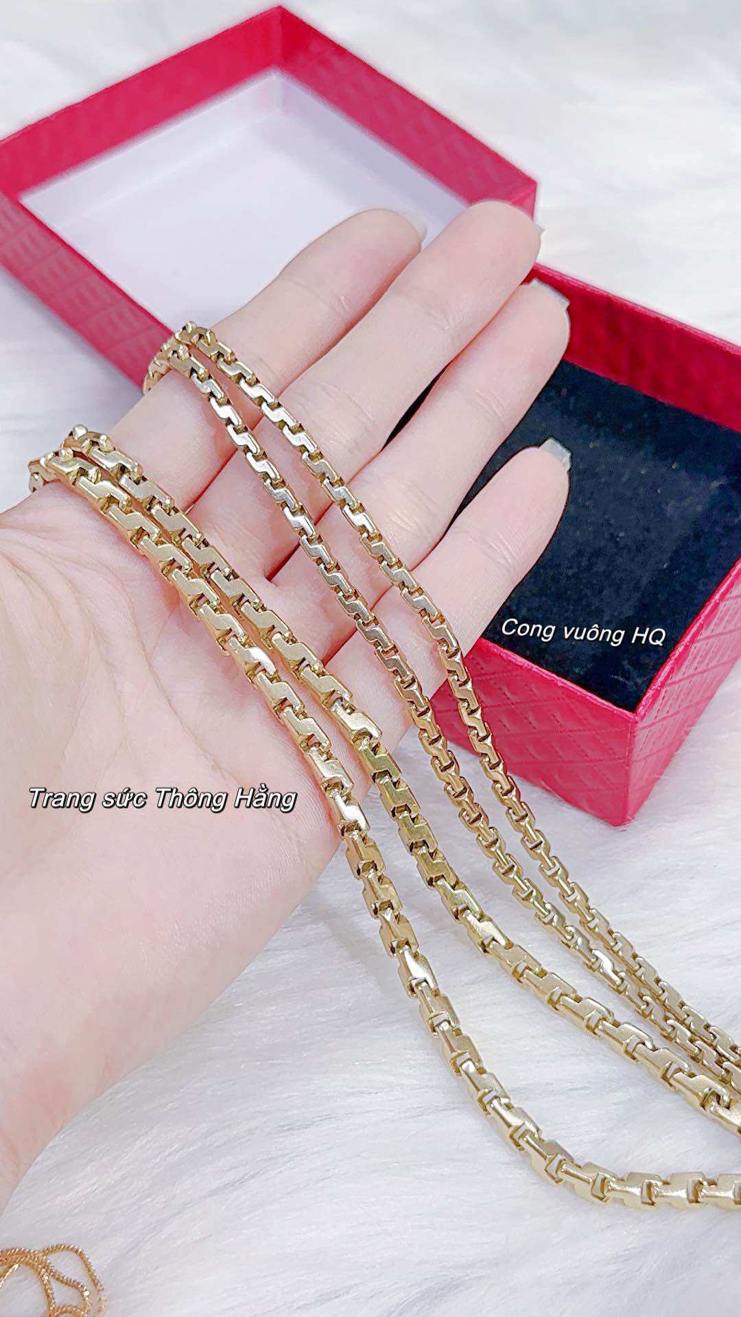 Dây chuyền đồng cong vuông hàn quốc khoá hộp (2 cỡ)