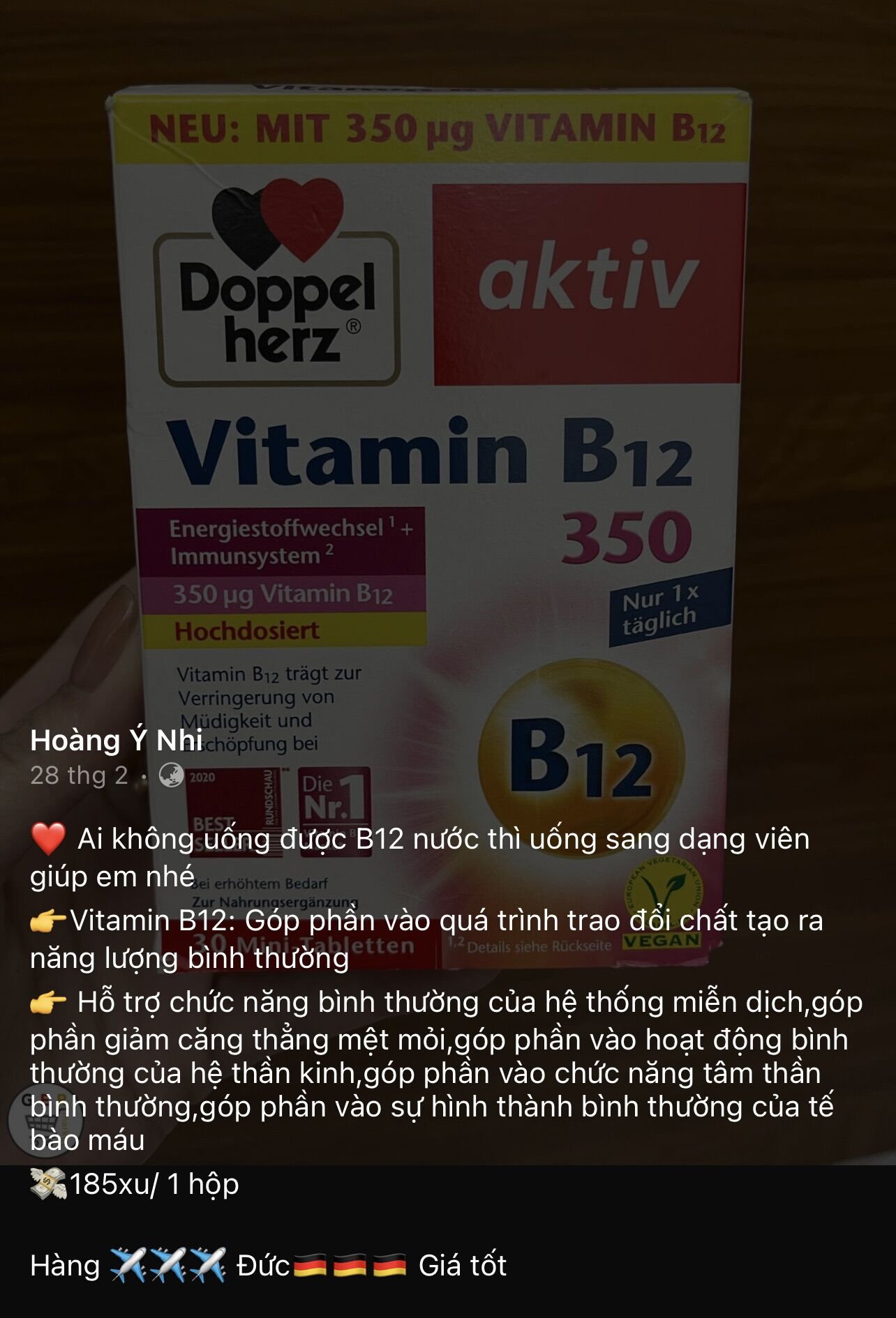 [🇩🇪Hàng Đức đủ bill🇩🇪] Vitamin B12 dạng viên hàng Đức 30 viên