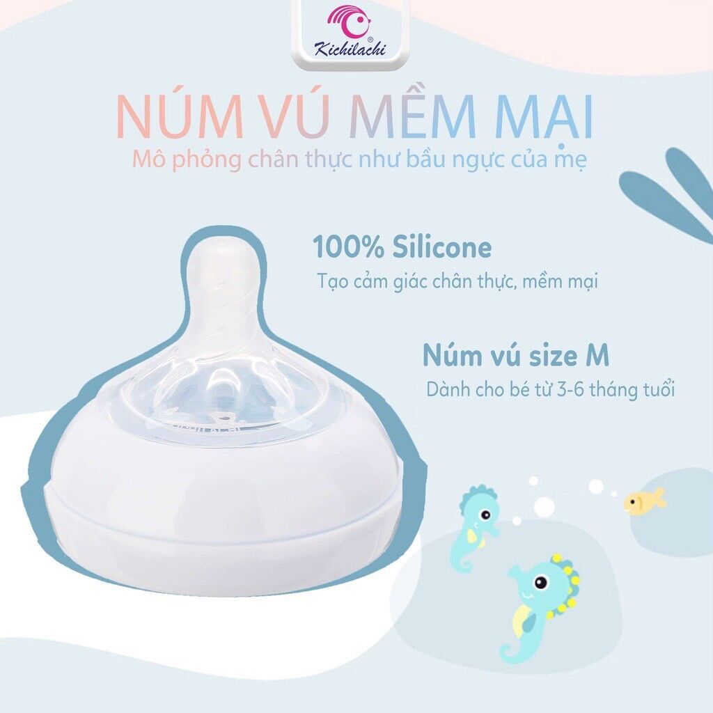 Bình sữa cổ rộng Kichi Natural 125ml, 260ml