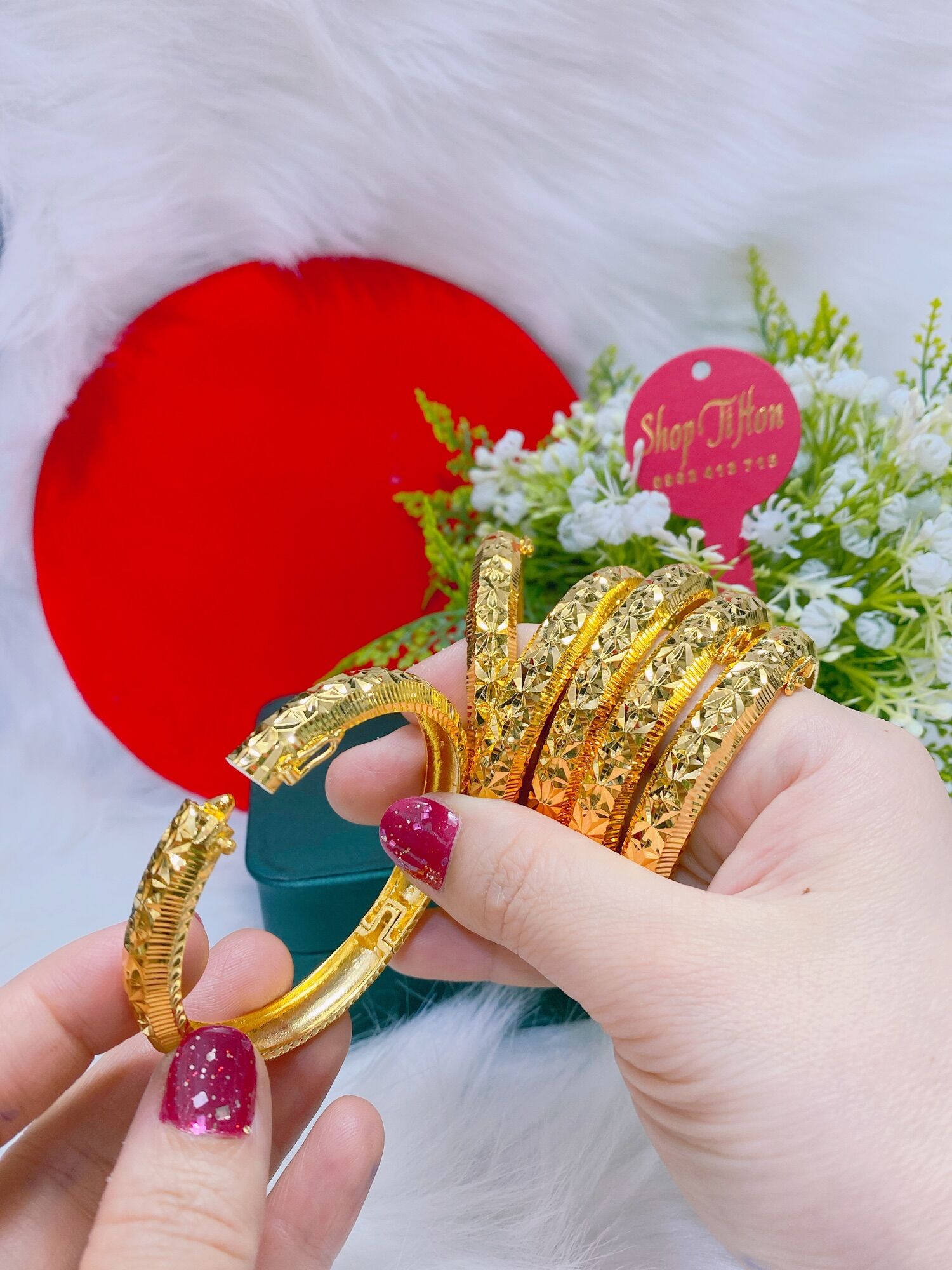 Vòng tay cưới kiểu chạm mạ vàng 24k cao cấp mẫu mới về