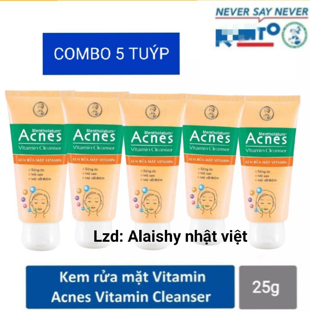 Combo 5 - Sữa Rửa Mặt Acnes Sáng Thâm Mờ Sẹo Acnes Vitamin Cleanser 25 Gam