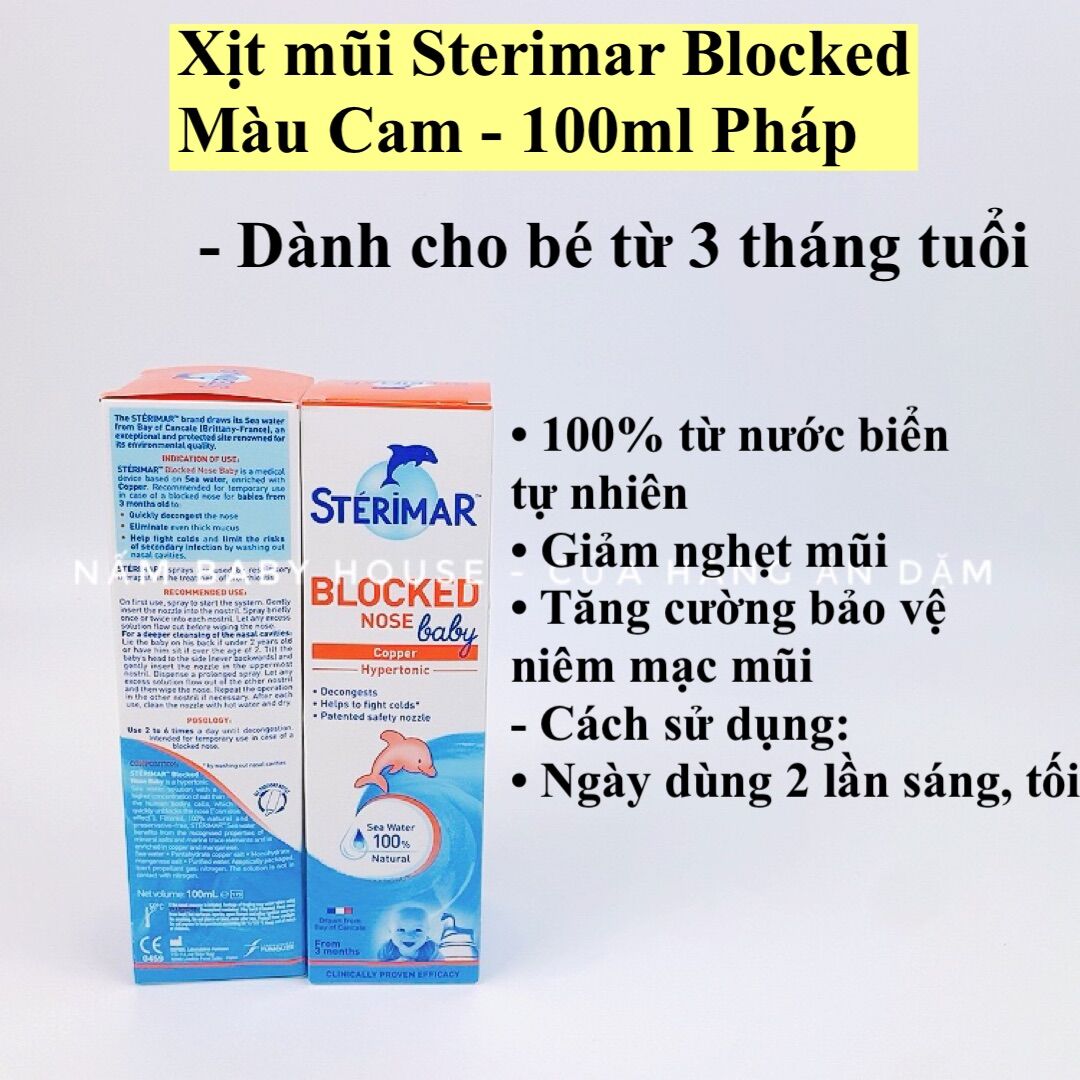 Xịt mũi cá heo Sterimar Pháp dành cho bé từ 0 tháng tuổi 100ml