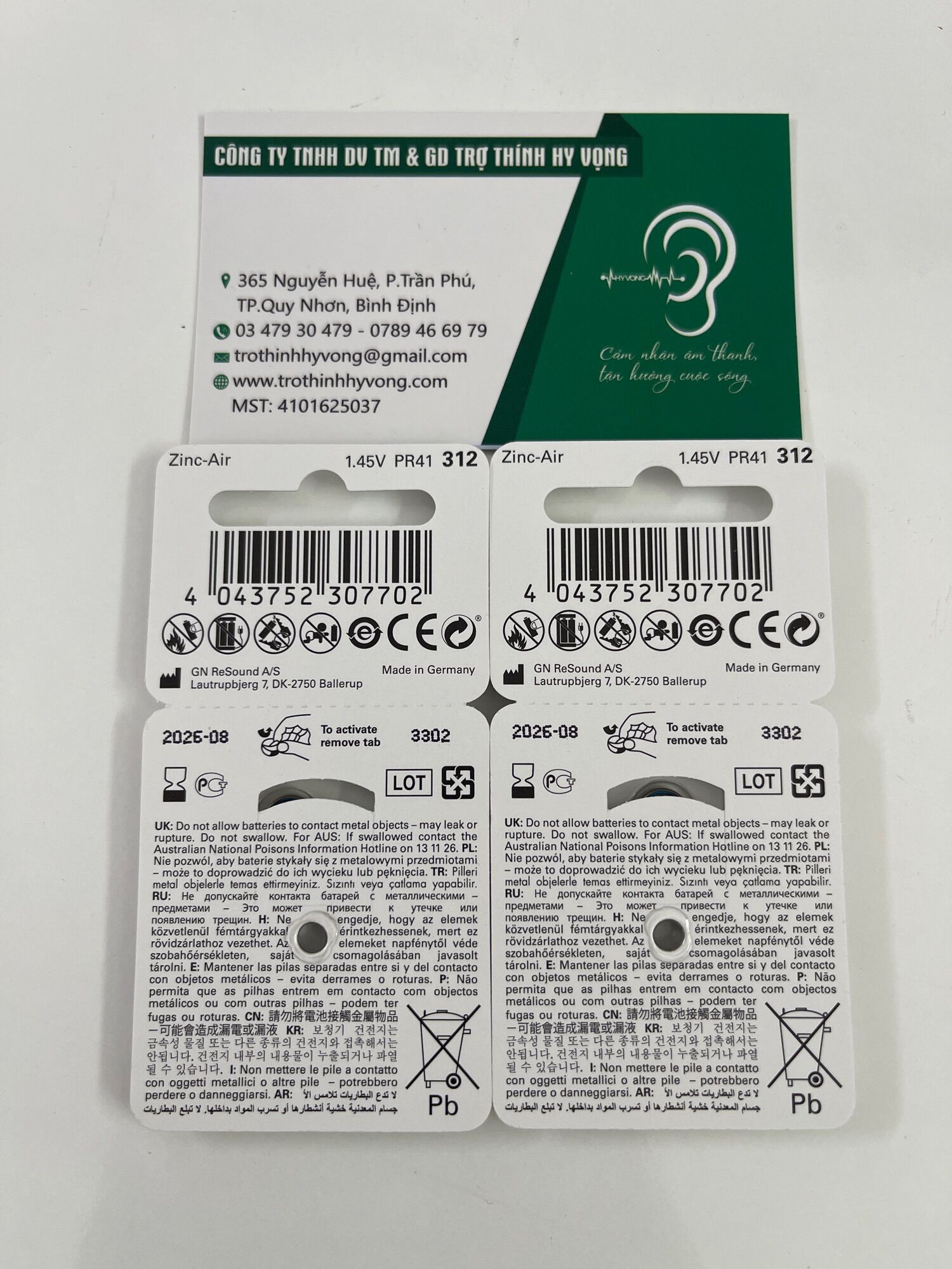 Pin máy trợ thính size 312 Resound