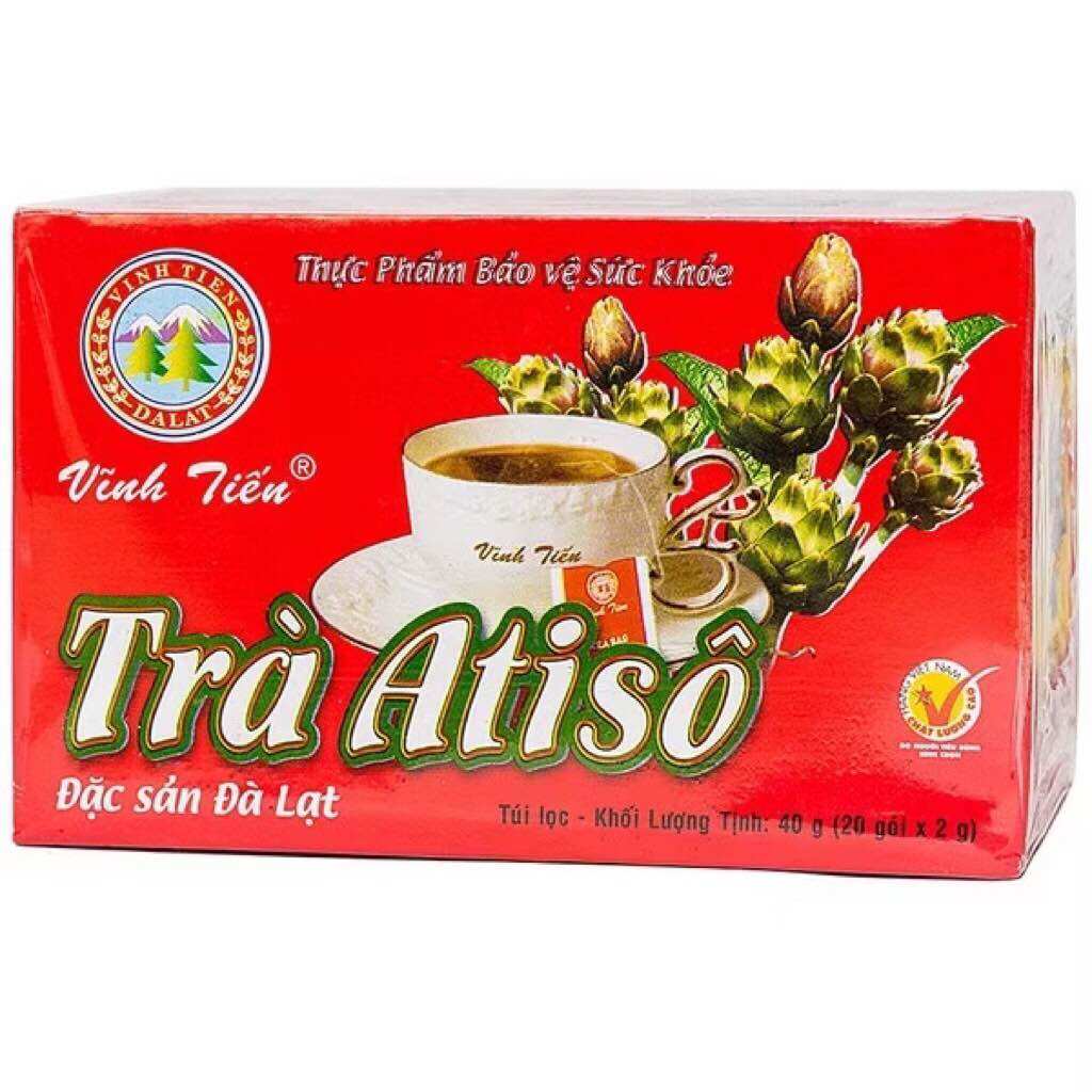 Trà Atisô Vĩnh Tiến (Hộp 20 gói x 2g) Trà túi lọc đặc sản Đà Lạt giúp thanh nhiệt, mát gan, giải độc và hỗ trợ tiêu hóa