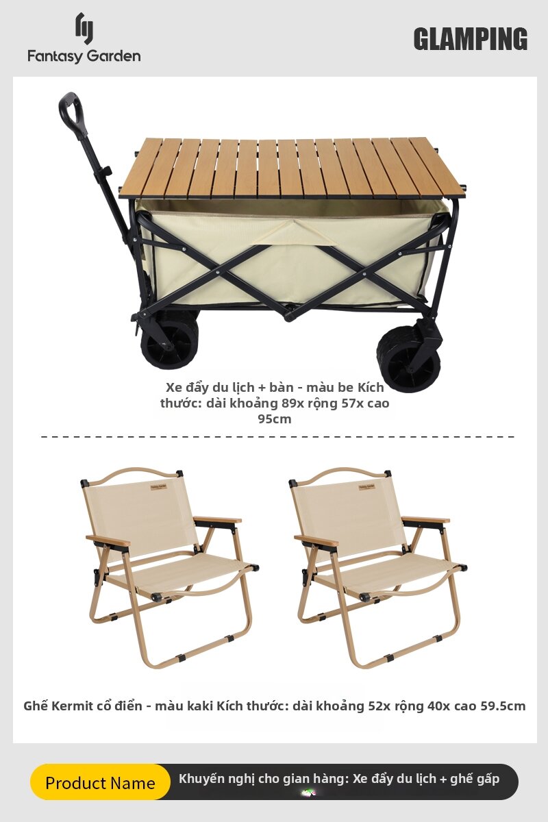 Folding Portable Camping Cart with Table - 2