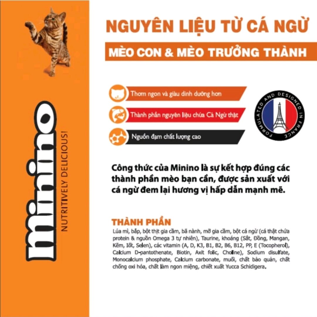 [Q12]Thức ăn hạt cho mèo Minino Tuna Flavored 480 gr