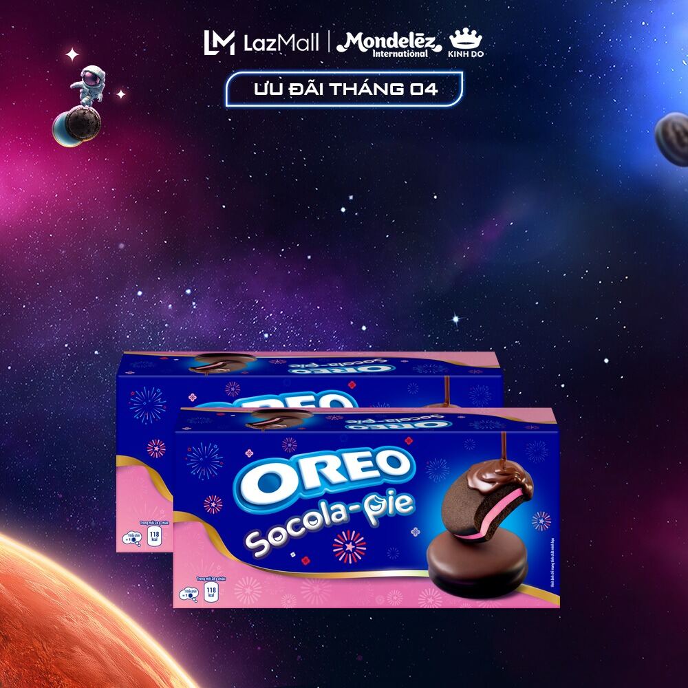 Bánh Oreo Pie Vị Dâu, Combo 2 Hộp X 168G