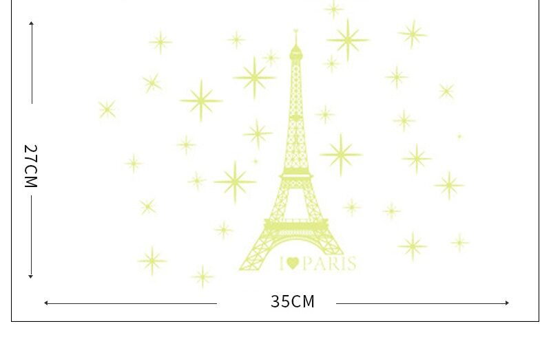 Bộ sticker dạ quang Paris night siêu xinh