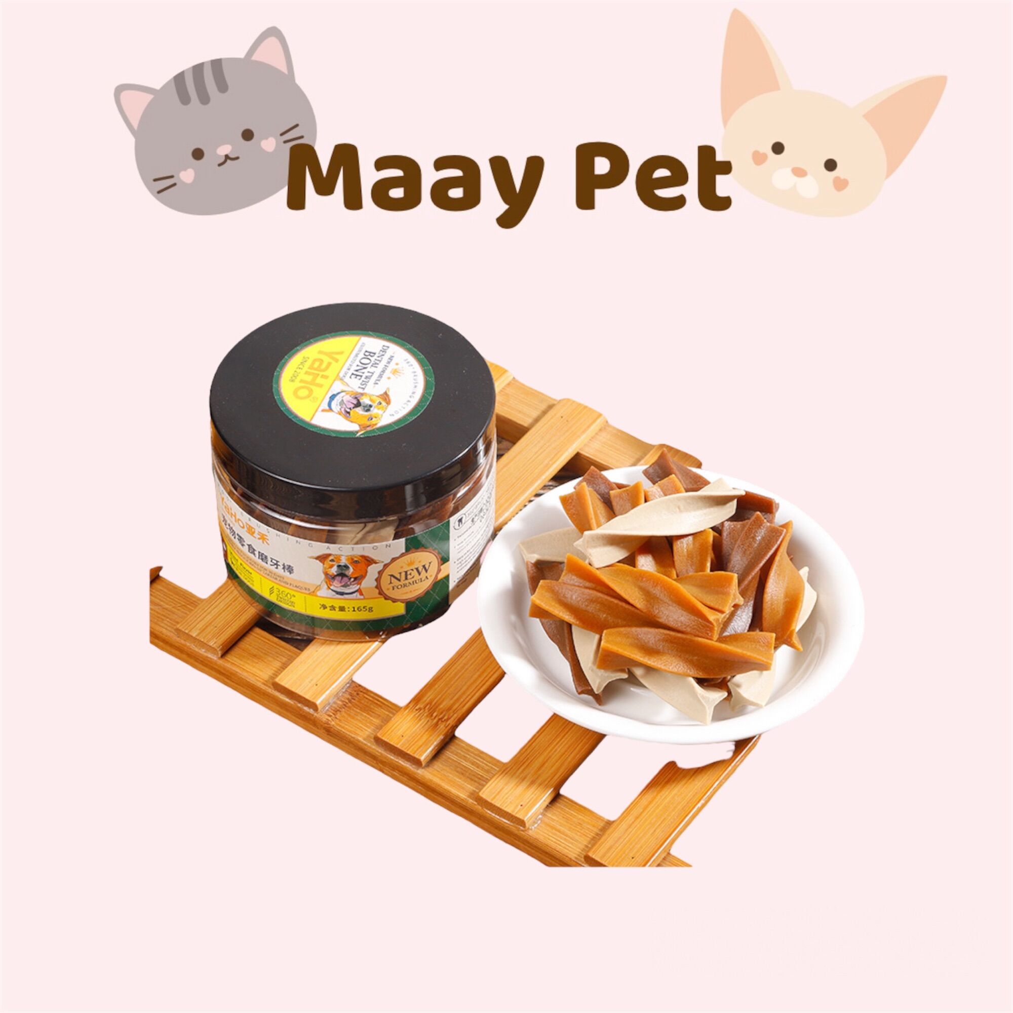 Xương xoắn yaho gặm sạch răng cho chó hộp 165g