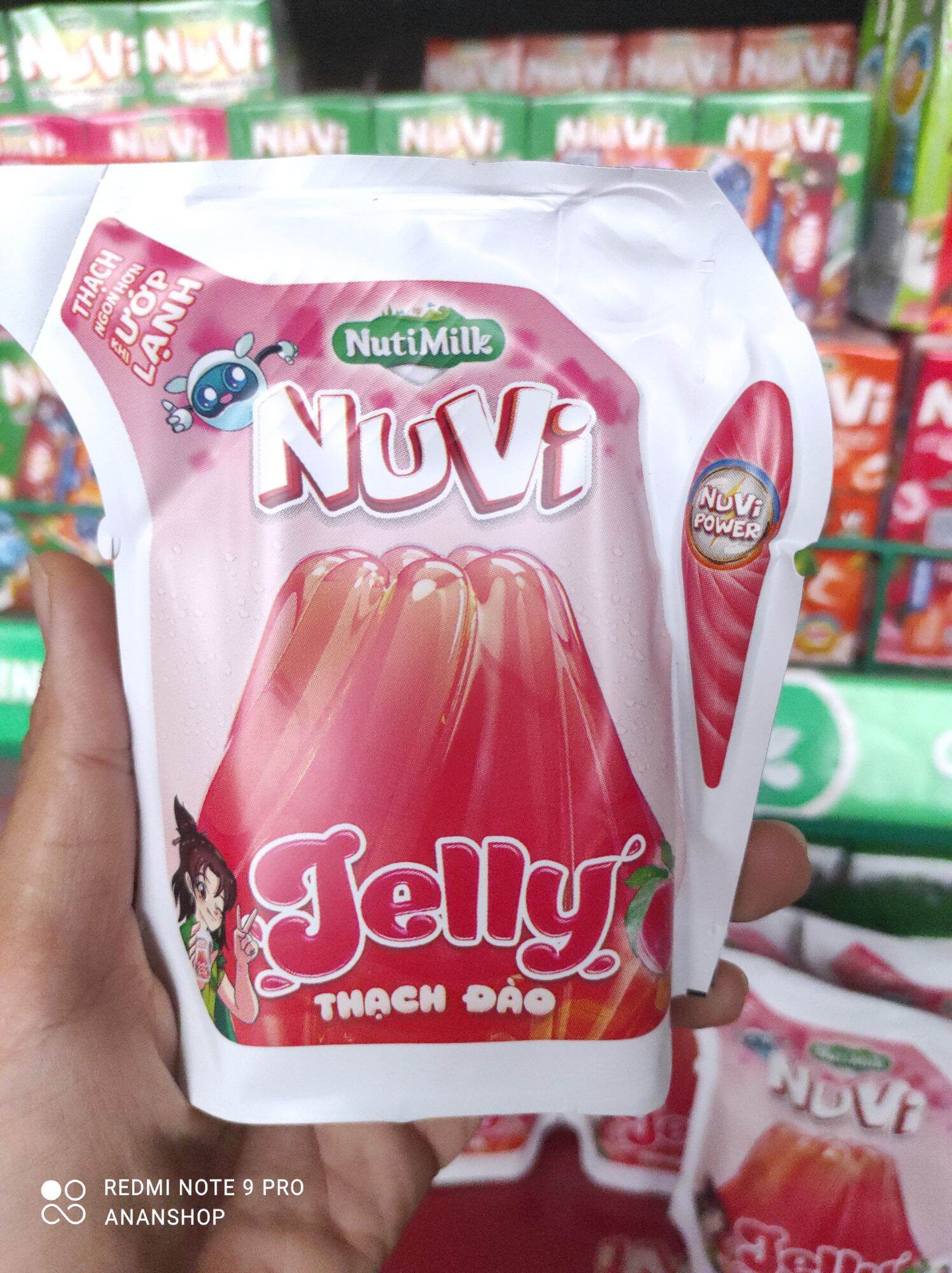 Thùng 24 túi Nuvi thạch đào Jelly (24 túi x 110ml)