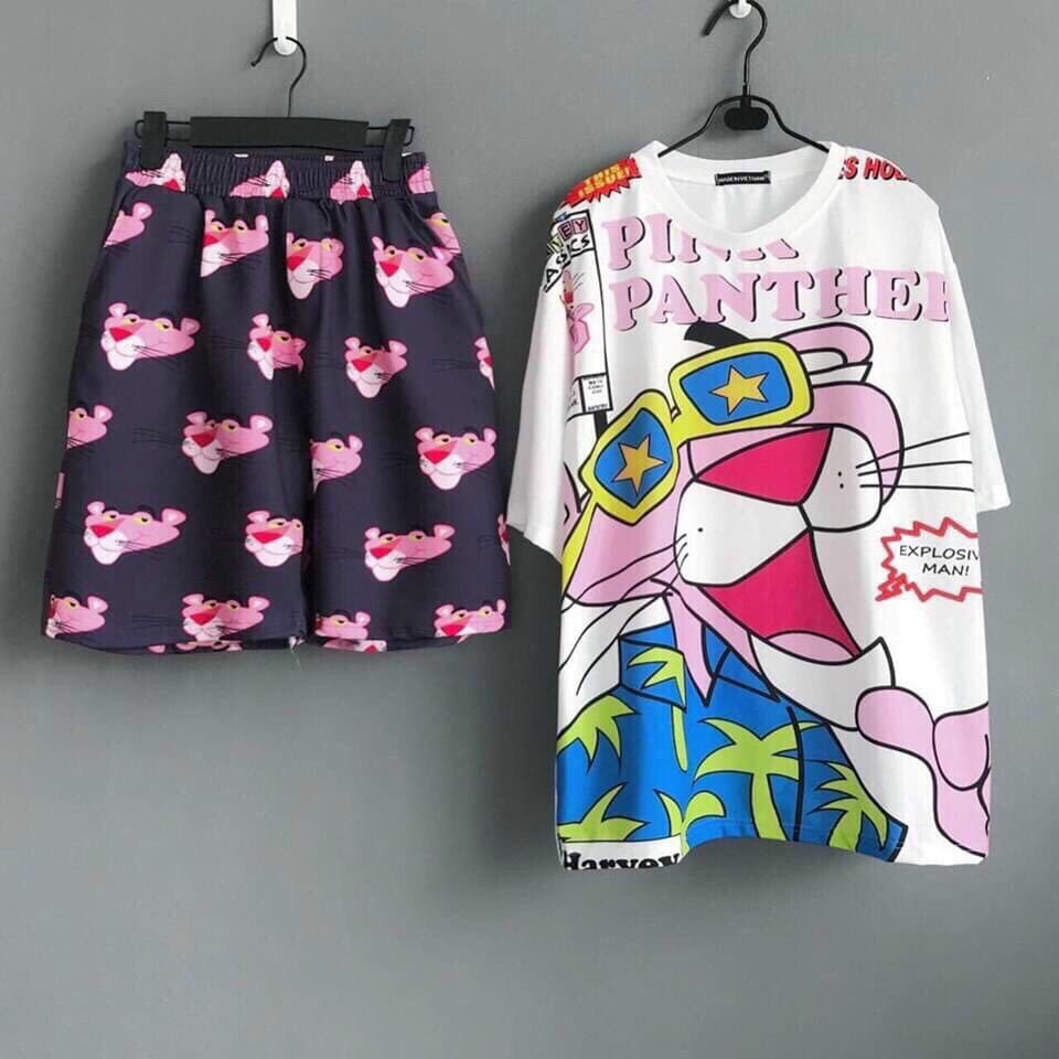 Đồ bộ hoạt hình mẫu báo hồng siêu hot