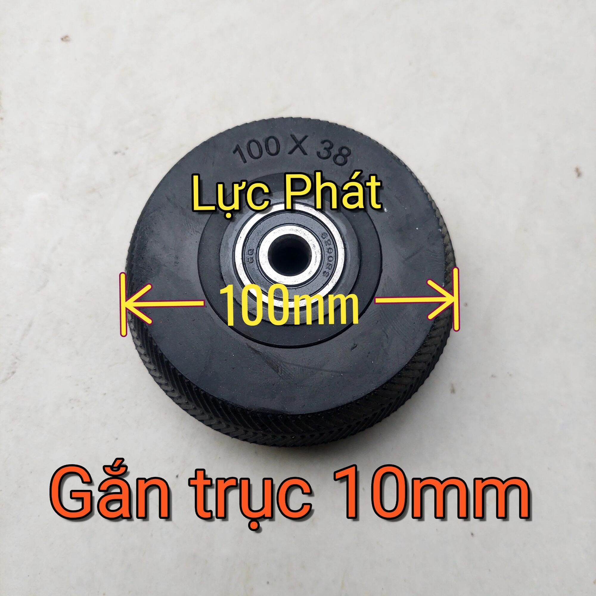 BÁNH XE CAO SU ĐÚC 100mm (10cm), BÁNH XE ĐẨY HÀNG MỚI CỰC ÊM KÈM 2 VÒNG BI