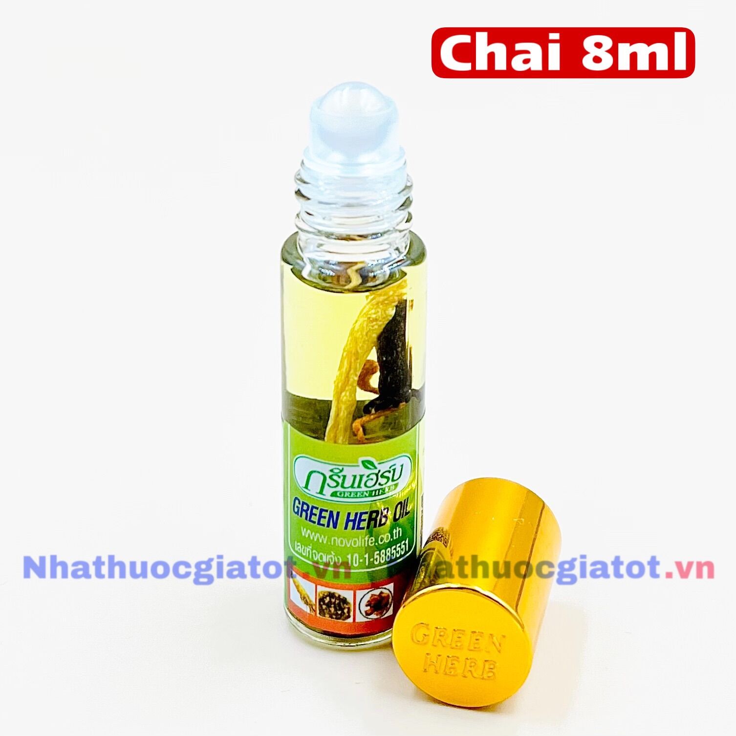 Dầu lăn thảo dược thái lan greeb herb oil chai 8cc