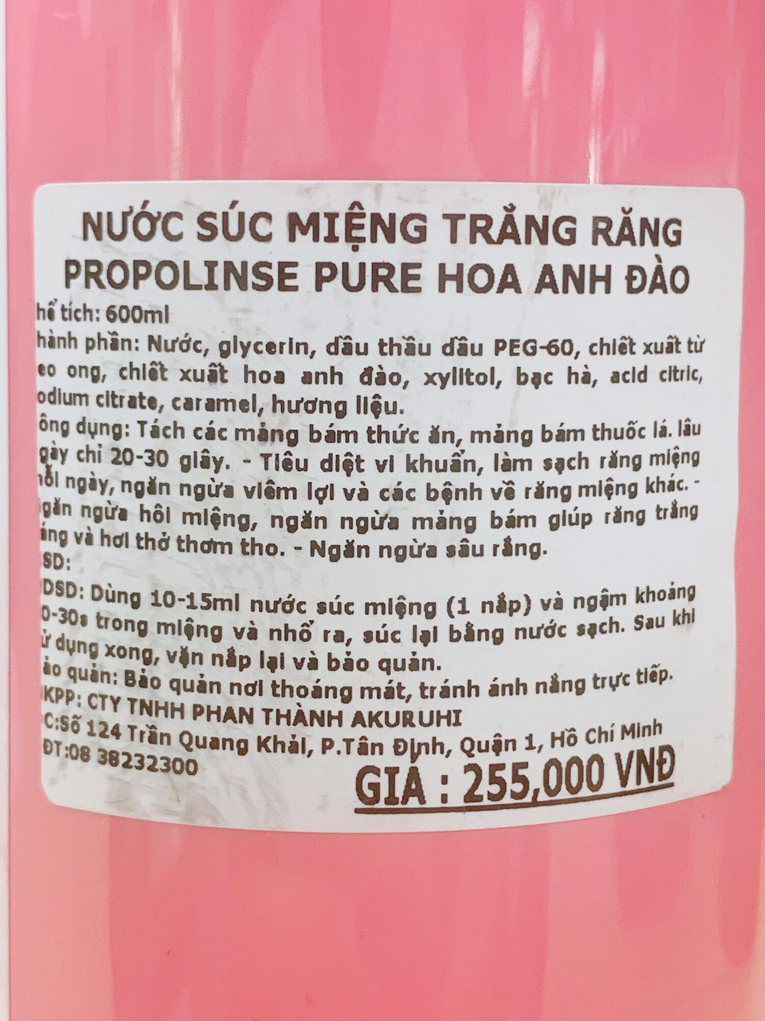 Nước Súc Miệng Propoline Hoa Anh Đào 600ml  ( Siêu thị Nhật Ichiban Market )