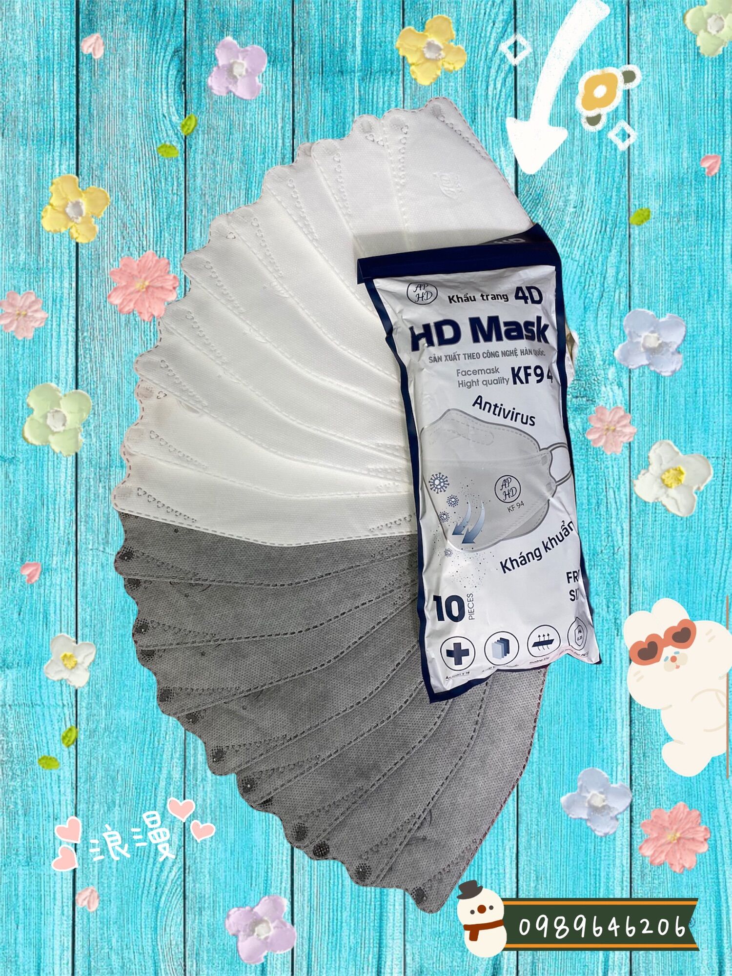 Combo 100 chiếc khẩu trang 4D An Phong Mask KF94 - Kháng khuẩn