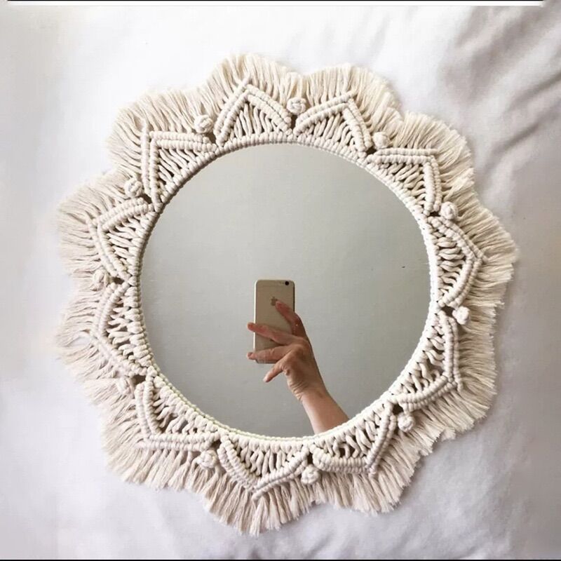 Gương treo tường macrame decor, trang trí phòng