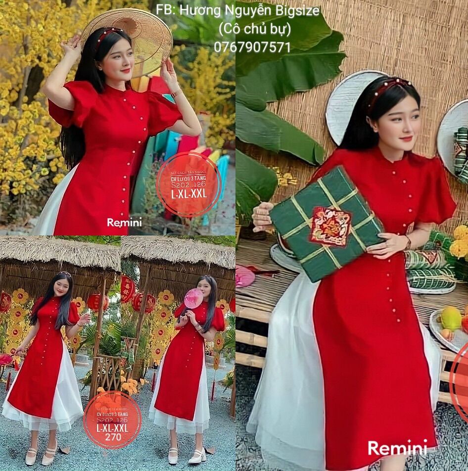 55-90kg bigsize set áo dài ngọc cách tân - cv 3 tầng xoè s202..126