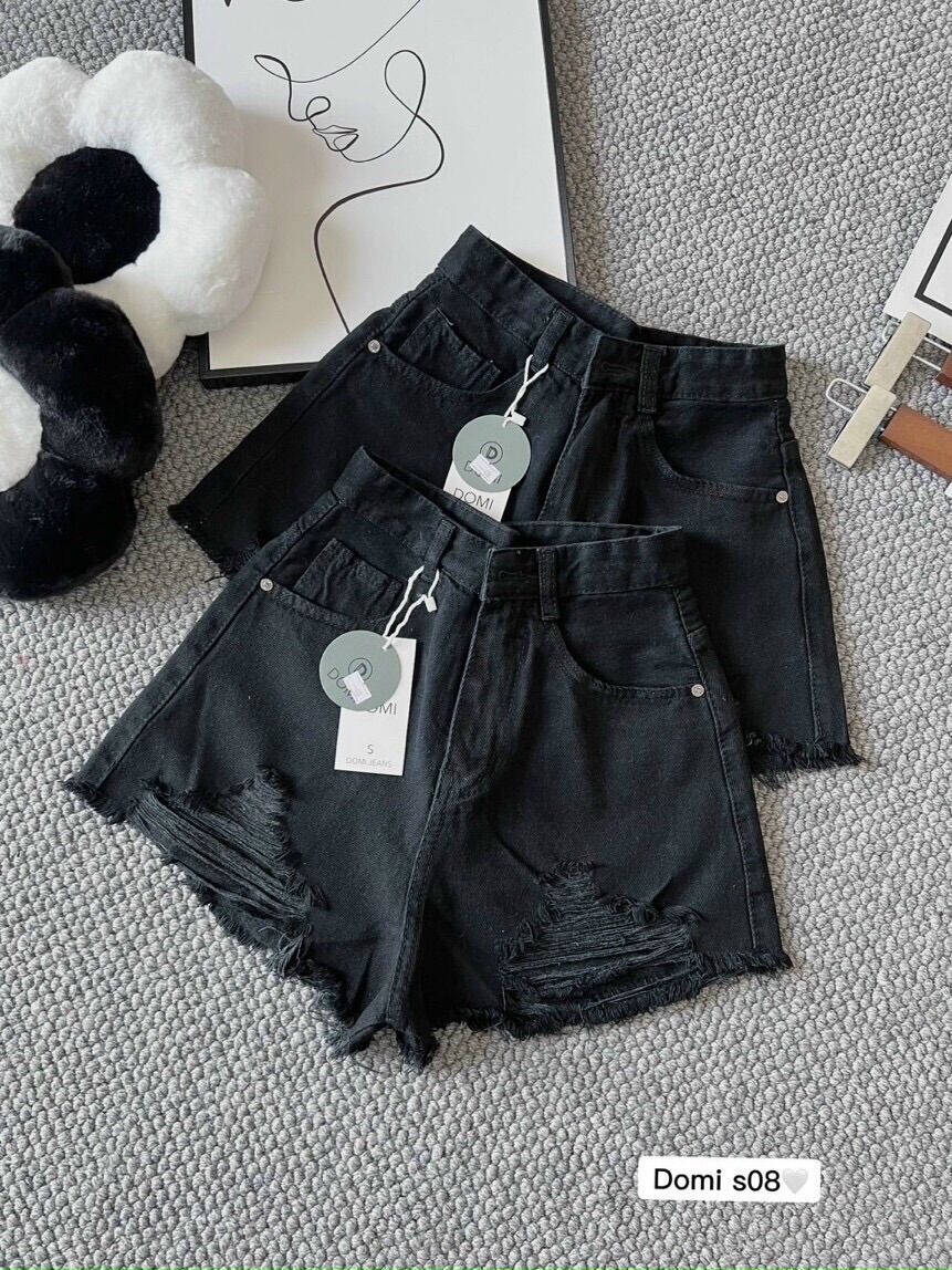 Quần short nữ lưng cao cào rách đùi