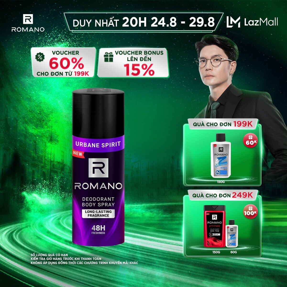 Xịt khử mùi romano urbane spirit 150ml