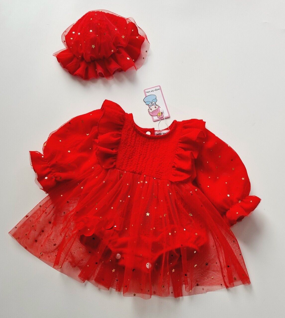 Body đỏ kèm nón siêu cưng cho bé gái