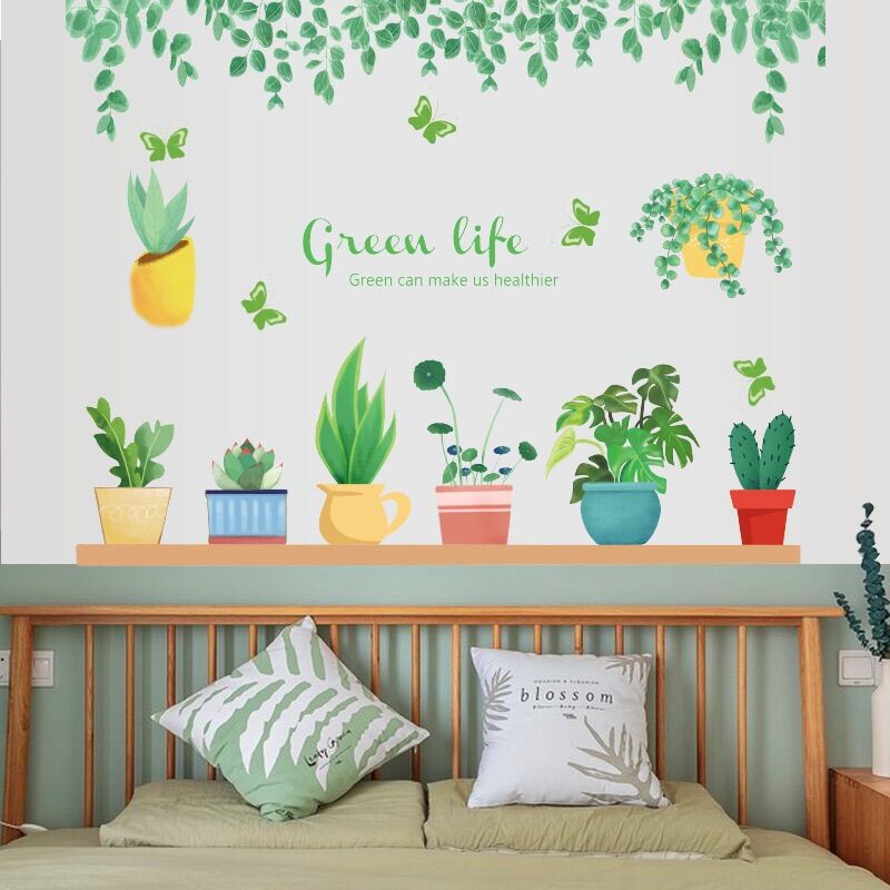 Decal dán tường, Tranh dán tường chậu cây green
