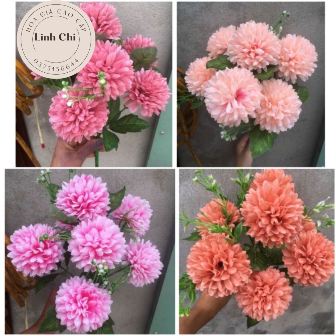 Hoa giả_Cụm hoa cúc xù 7 bông,bông to 6-7cm