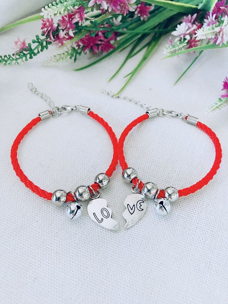 Vòng tay cặp đôi trái tim tình yêu chữ Love ghép phối chuông nhiều lựa chọn