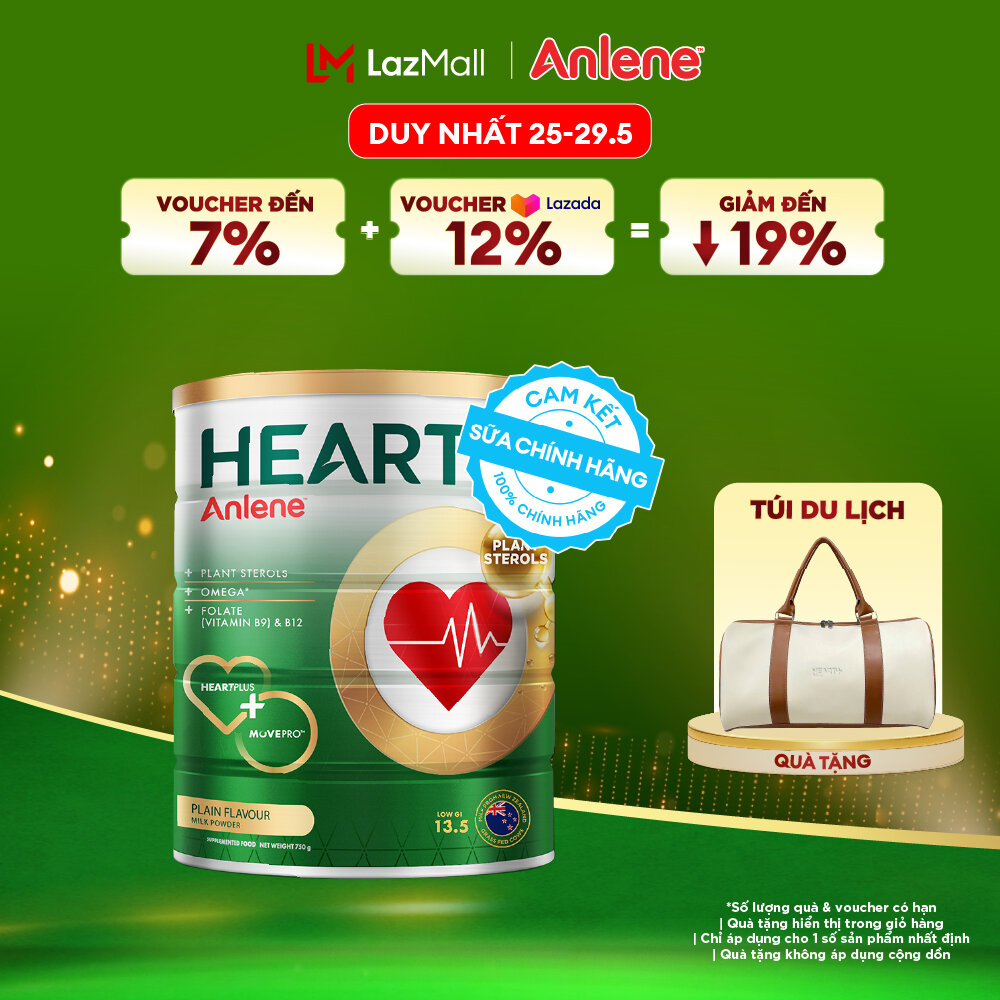 [Voucher giảm đến 26%]Sữa Bột Anlene Heart Plus Với Dưỡng Chất Chăm Sóc Sức Khỏe Tim Mạch Lon 750G