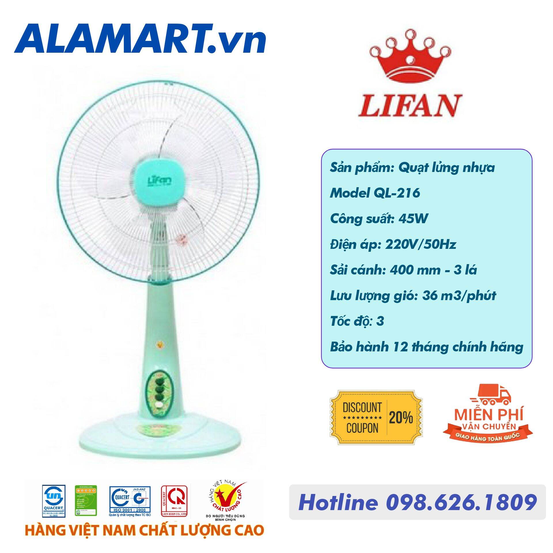 QUẠT LỬNG LIFAN QL-216