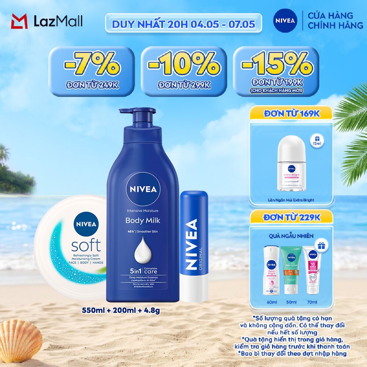 Sữa Dưỡng Thể NIVEA Dưỡng Ẩm Chuyên Sâu | Vitamin E (550 ml) + Kem Dưỡng Mềm Da NIVEA Soft (50 ml / 200 ml) + Son dưỡng ẩm chuyên sâu Nivea Original Care (4.8g) - 85061