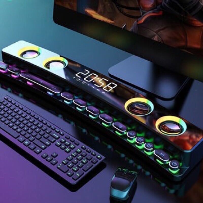 Loa Bluetooth LED RGB quang phổ 10 chế độ Led cao cấp - Tích hợp Đồng hồ + Nhiệt độ, Kết nối PC, TV - Soaiy SH39 cao cấp