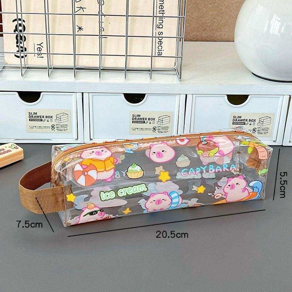 Bóp đựng bút viết hình capy bara trong suốt