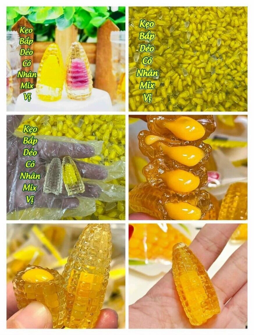 kẹo bắp dẻo mix có nhân 500gr ( sẵn vàng)